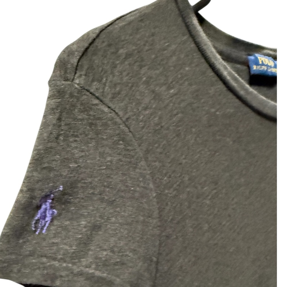 Polo Ralph Lauren Cotton Maxi Dress Charcoal Gray with Purple Logo Womens Small - Picture 3 of 6